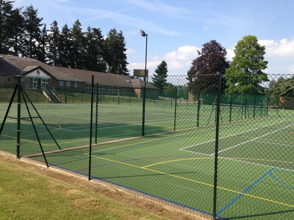 This is a photo of a new tennis court installed in Hampshire, All works carried out by Tennis Court Construction Hampshire