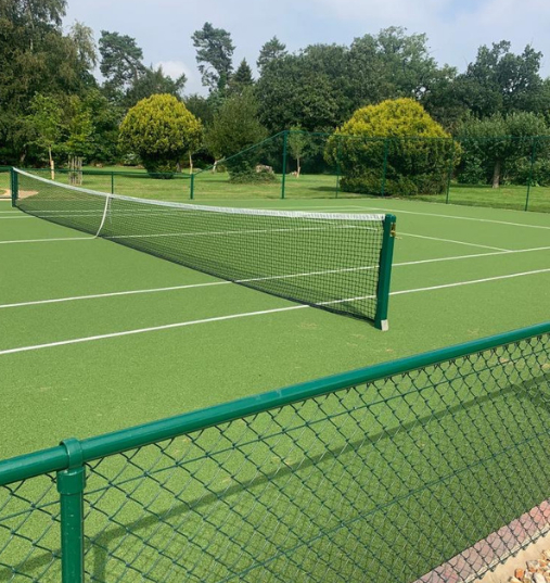 This is a photo of a new tennis court installed in Hampshire, All works carried out by Tennis Court Construction Hampshire