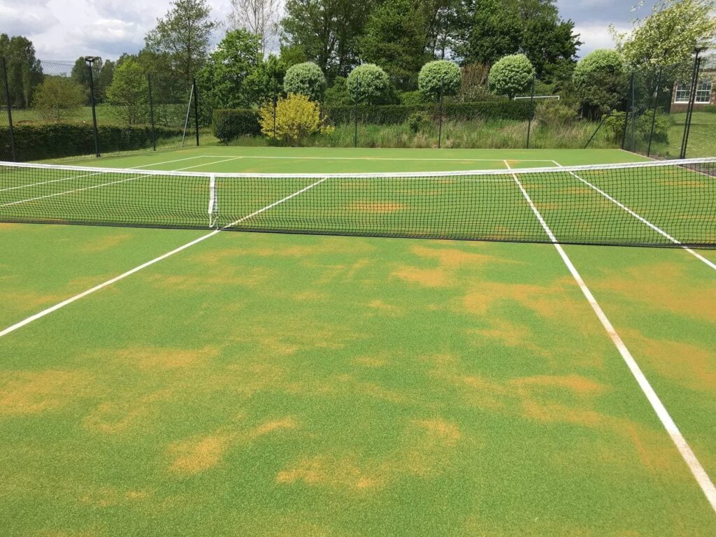 This is a photo of a tennis court refurbishment carried out in Hampshire, All works carried out by Tennis Court Construction Hampshire