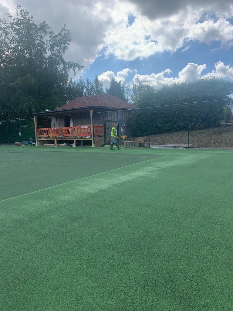 This is a photo of a tennis court refurbishment carried out in Hampshire, All works carried out by Tennis Court Construction Hampshire